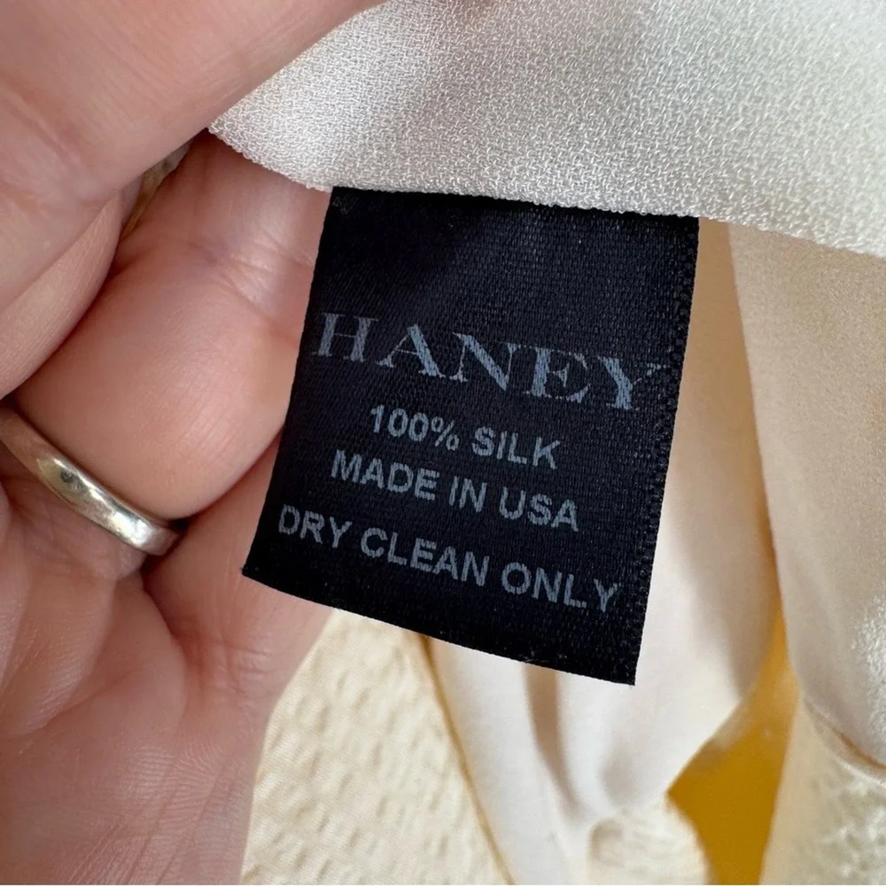 Haney Rae Silk One Shoulder Asymmetrical Tiered Midi Dress Ivory Size 4 Cocktail